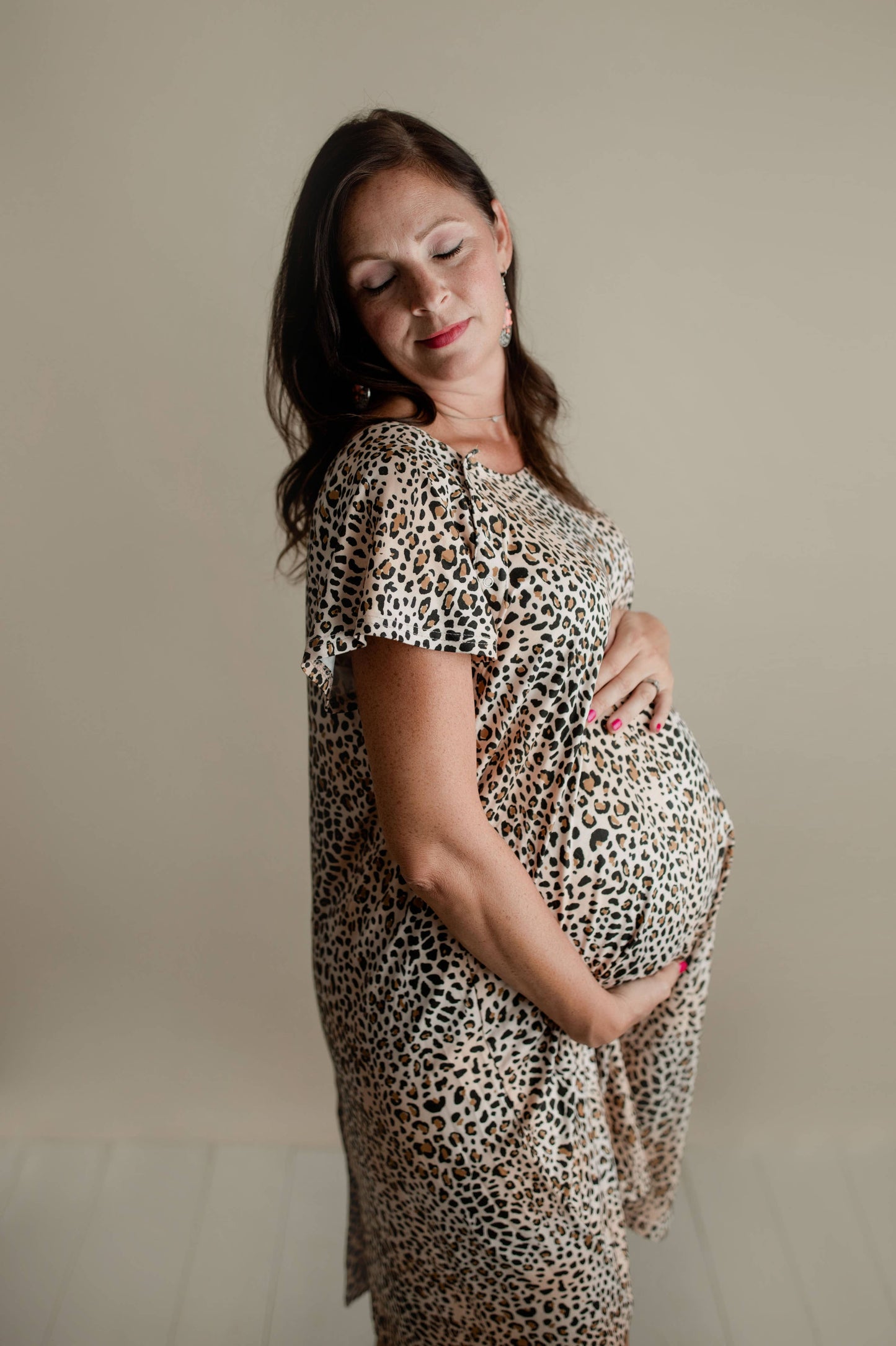 Leopard Maternity Mommy Labor and Delivery/ Nursing Gown
