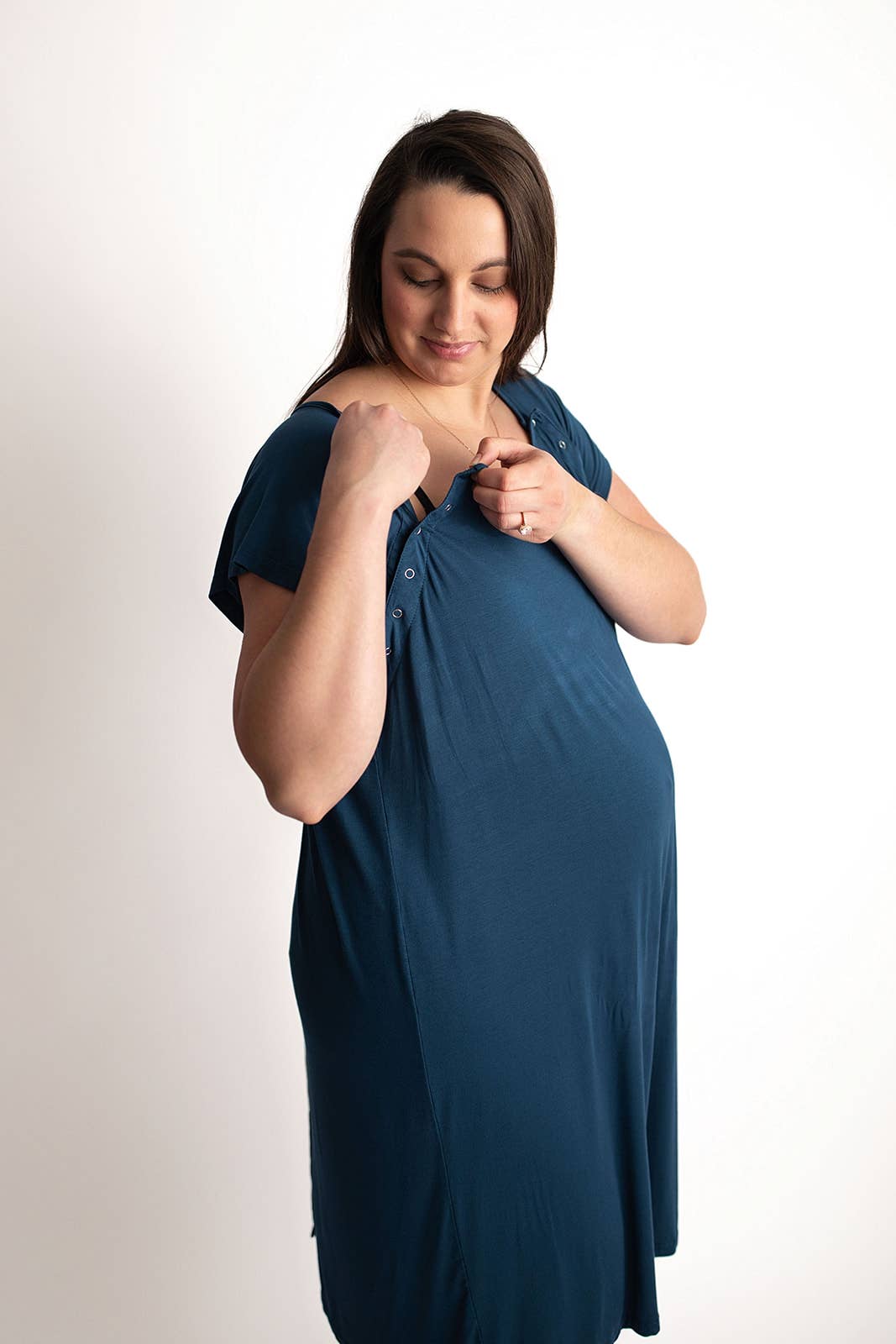 Navy Blue Maternity Mommy Labor and Delivery/ Nursing Gown