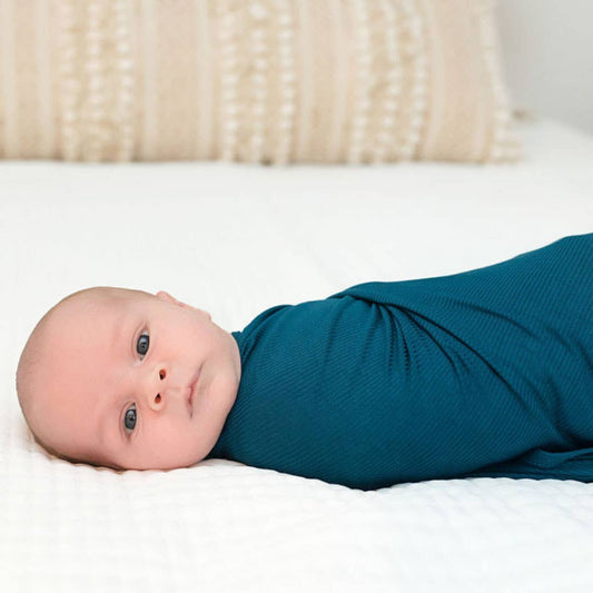 Ribbed Swaddle Blanket - Jewel Blue
