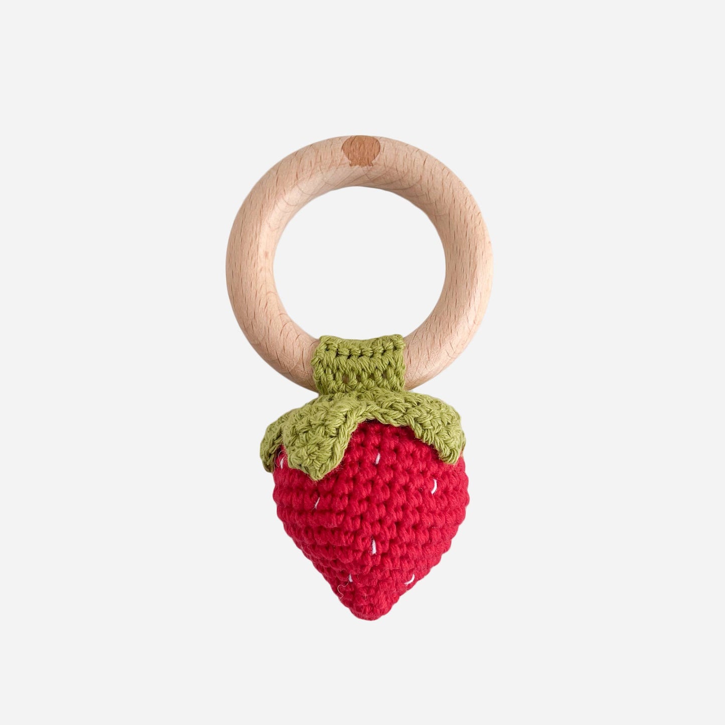 Teether Strawberry Red Cotton Crochet Rattle Baby Toy
